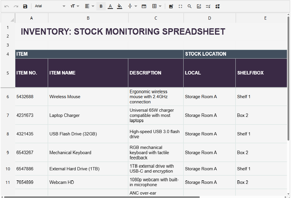 Product Registration with Jspreadsheet