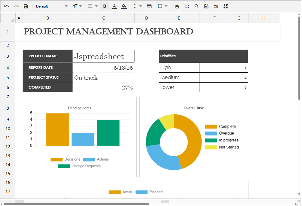 Project Management with Jspreadsheet