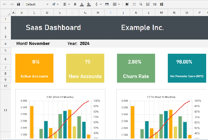 Saas Dashboard with Jspreadsheet